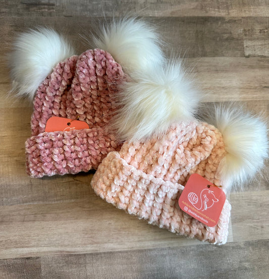 Velvet Beanies- NEWBORN SIZE