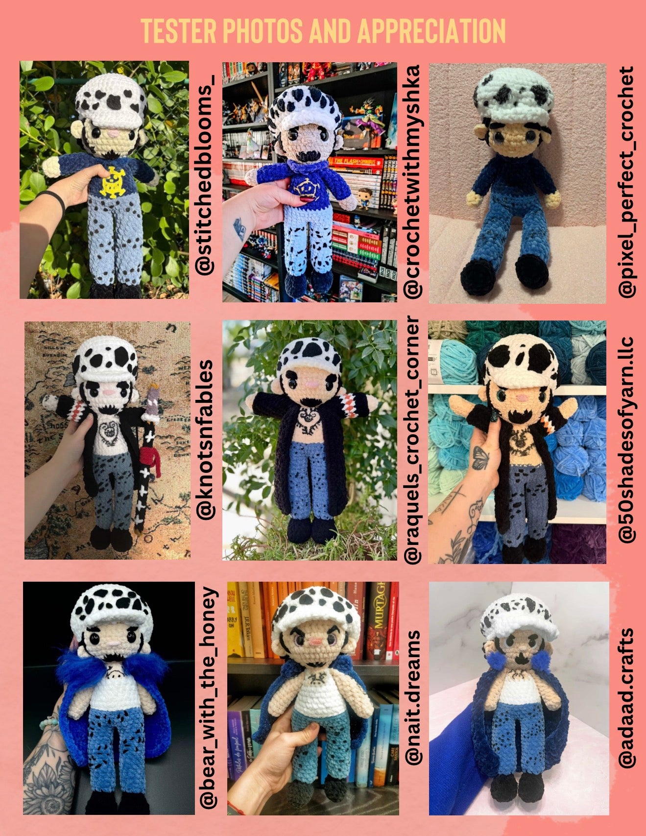 3-in-1 Trafalgar Law Crochet Pattern