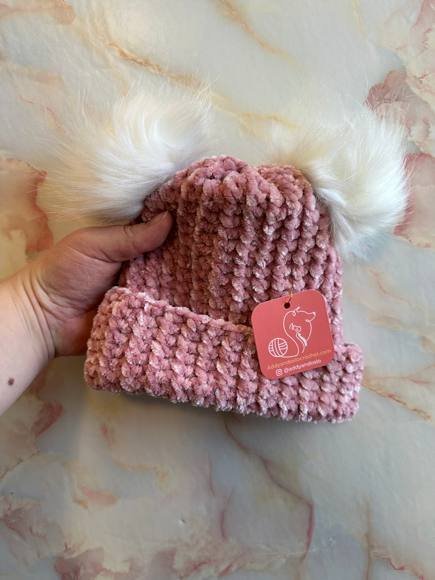 Velvet beanies- BABY SIZE 6m-12m