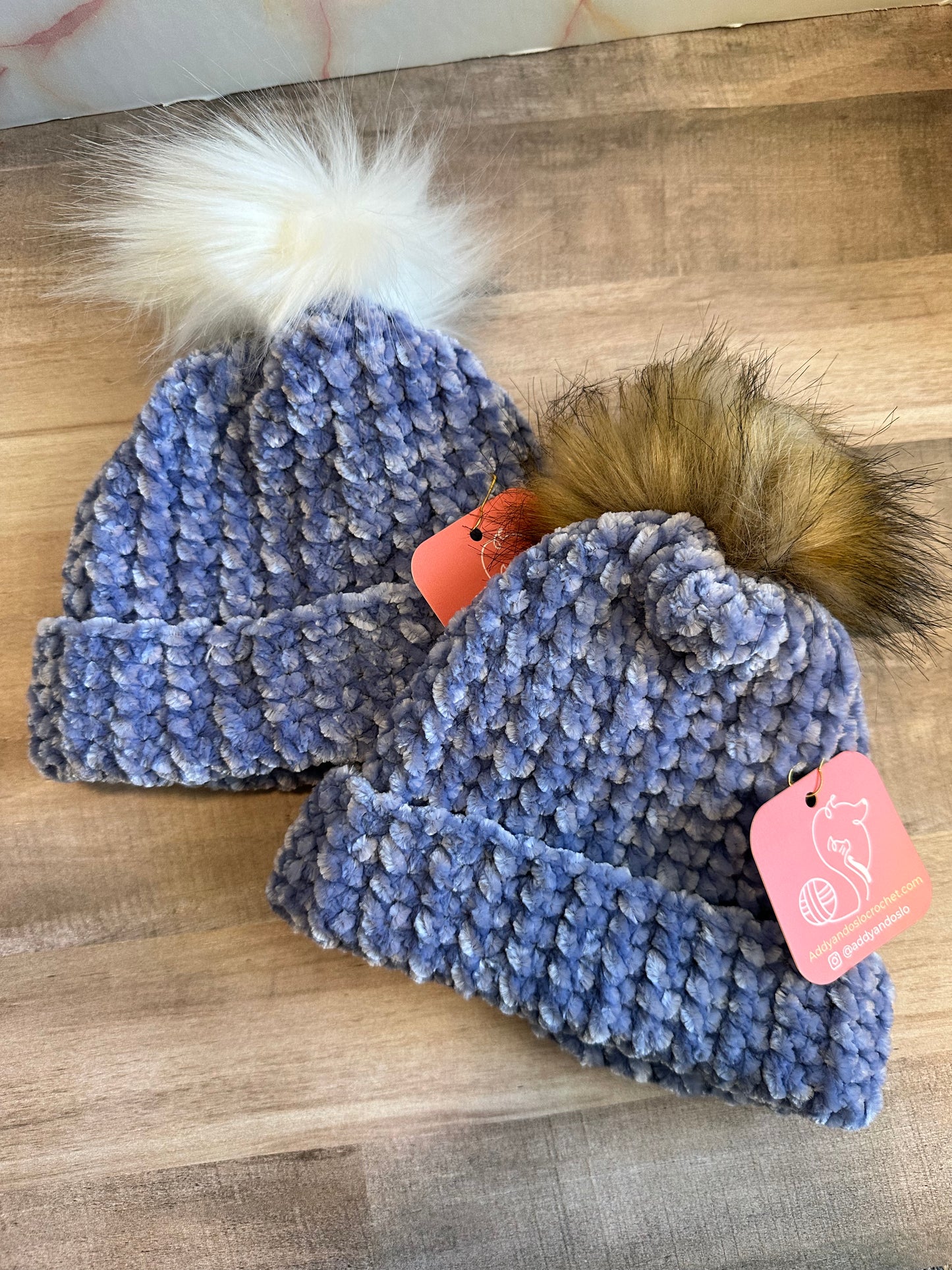 Velvet Beanies- NEWBORN SIZE